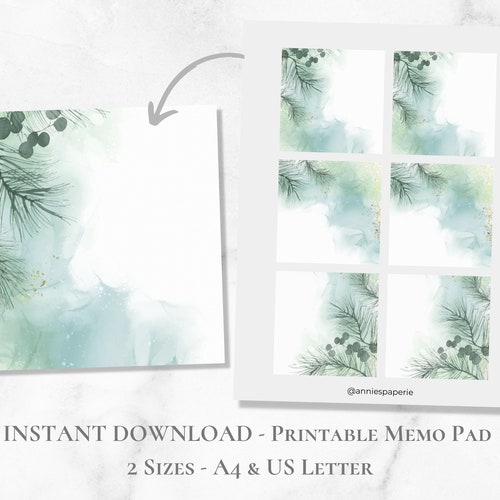 Watercolor Floral Printable Memo Pad Flower Leaves Memo Set Etsy