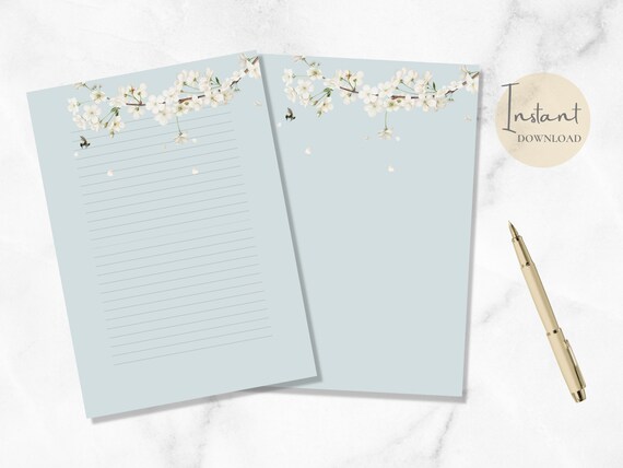 Blossom &amp; Bee Printable Stationery Flower Stationary Floral | Etsy