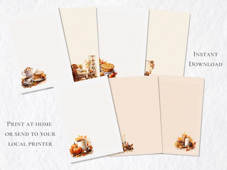 BUNDLE Cozy Autumn Stationery Printable Fall Stationary Paper Pumpkin ...
