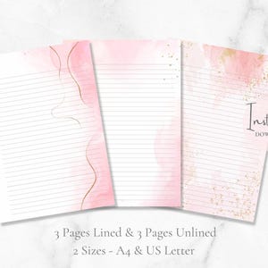 Rosa Briefpapier Abstrakt druckbares Briefpapier rosa pink Gold Briefpapier A4 US Letter Instant Download