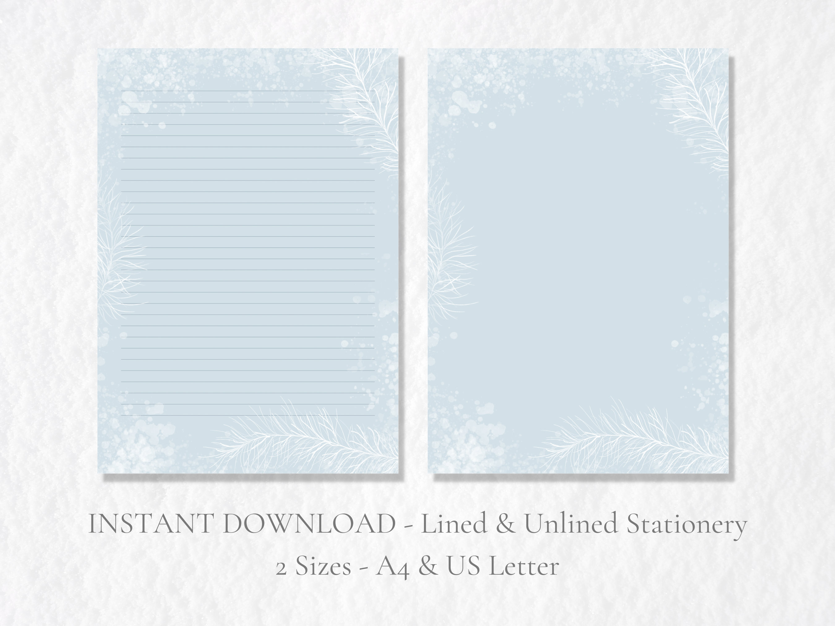 Snow Tree Branch Printable Stationery Winter Stationary Snow - Etsy