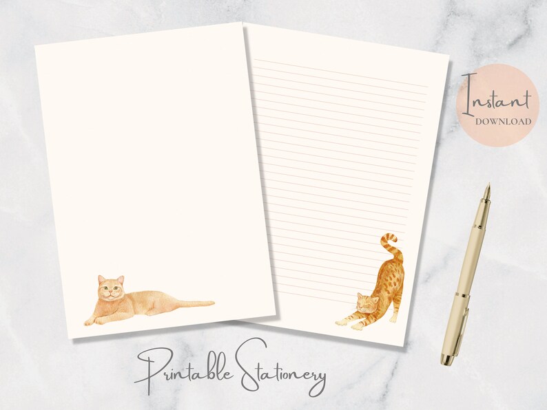 Ginger Cat Printable Stationery Cute Animal Stationary Pet - Etsy