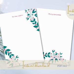 Papelaria para impressão de Natal - Papel de carta festivo - Papel de anotações do Papai Noel - Papel de anotações - Meia carta dos EUA A5 - Download instantâneo em PDF