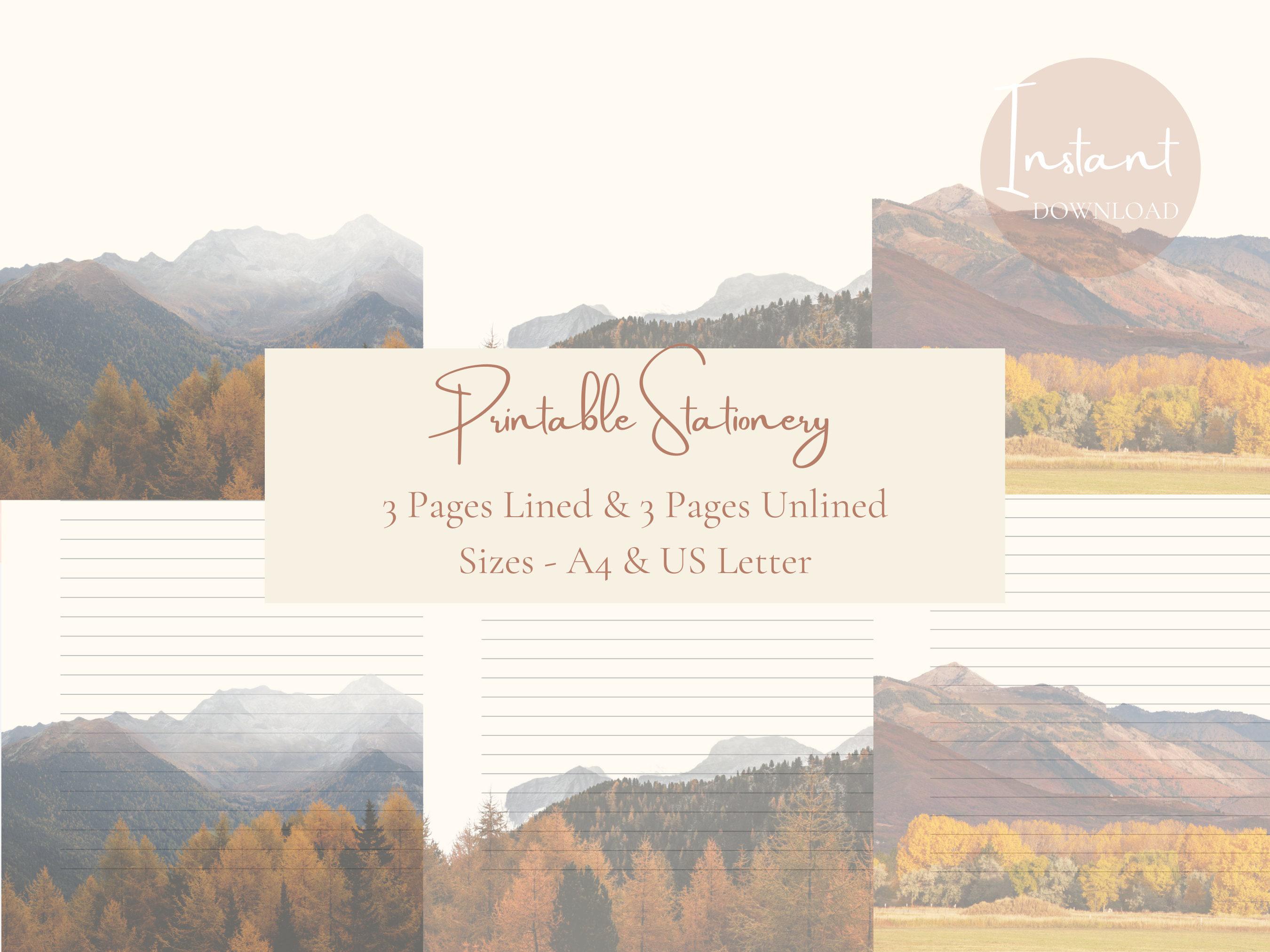 Fall Mountain Landscape Printable Stationery Mountain Stationary Paper ...