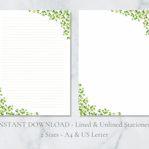 Papelería imprimible con bayas de invierno, papelería botánica, papel festivo para escribir cartas, tamaño A4, carta estadounidense, descarga instantánea, Navidad y vacaciones.