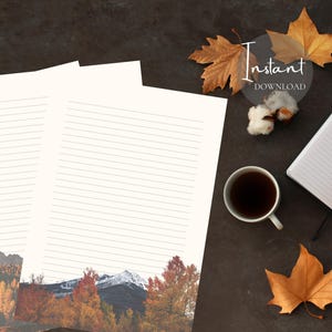 Fall Autumn Trees Mountain Printable Writing Paper- Stationary Paper ...