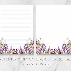 Papelaria para impressão Spring Garden Papel de carta floral Papel de carta para carta de flores Papel de carta A4 EUA para download instantâneo