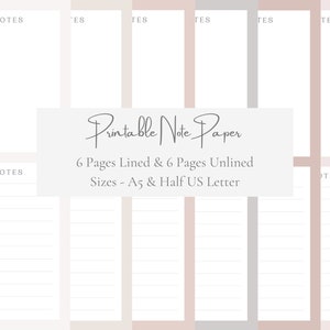 Neutral Beige Printable Writing Paper- Stationary Paper- Note Paper- Letter Half Letter- Lined & Plain- Instant Download PDF Stationery