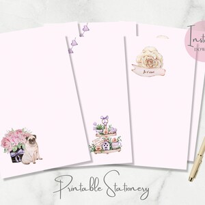 Je T’aime Printable Briefpapier US Letter A4 Brief Aquarell Valentinstag Briefpapier Liebe Sofort Download