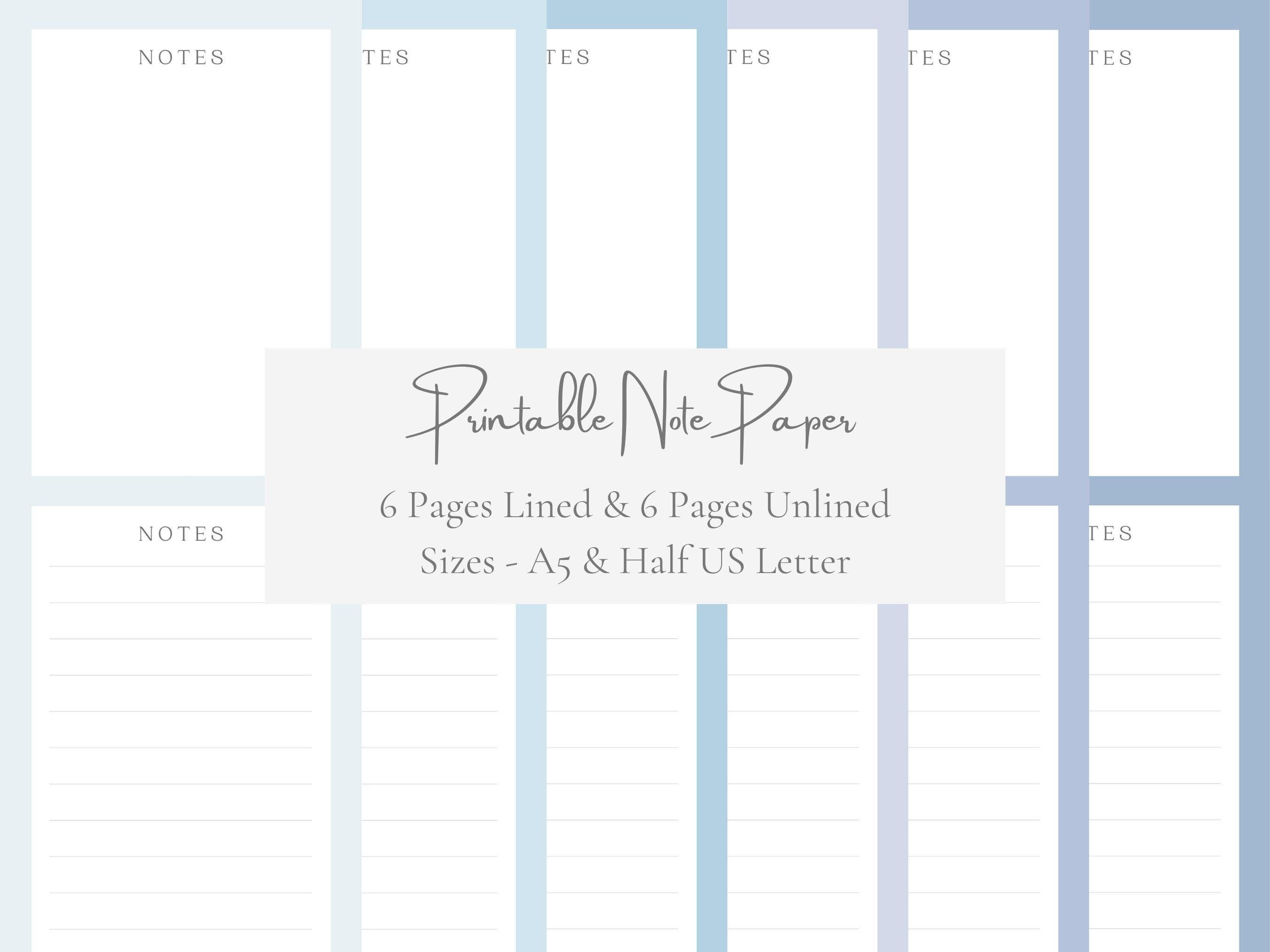 Pretty Note Paper Blue Blue Pastel Printable Writing Paper- Stationary Paper Set- Note Paper ...