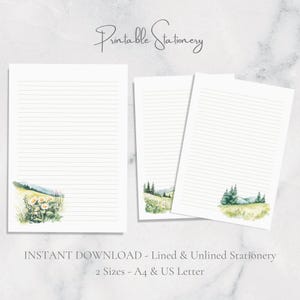 Alpen Blick Briefpapier zum ausdrucken Briefpapier Briefpapier Blumen Briefpapier Schreibpapier A4 US Letter Instant Download