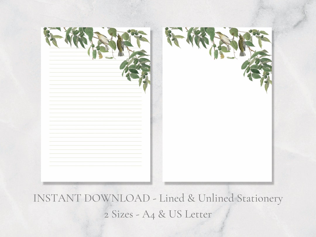 Birds in Tree Printable Stationery Tree Stationary Nature Writing Paper ...