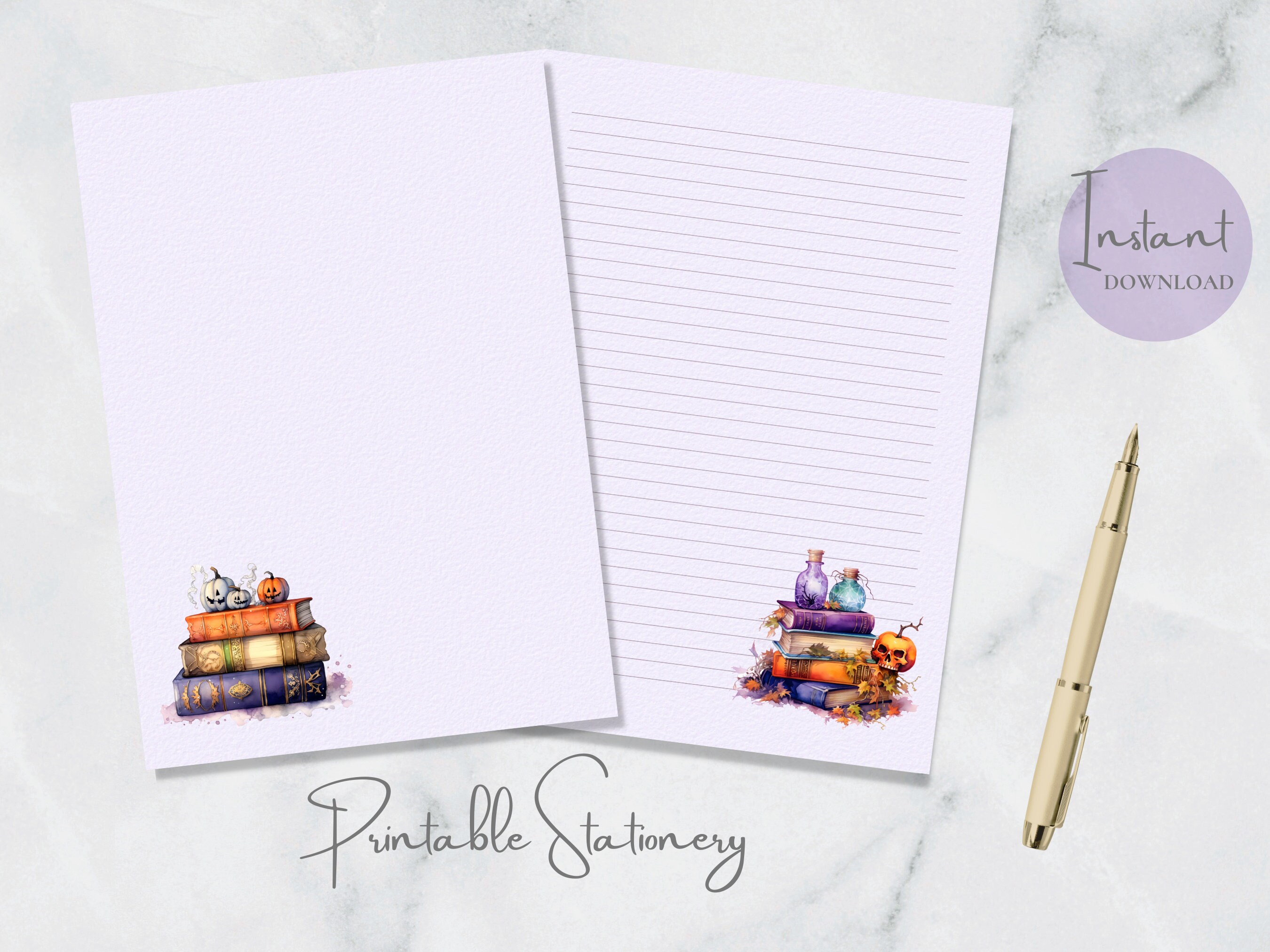 Halloween Spell Books Printable Stationery Jack O Lantern Writing Paper ...