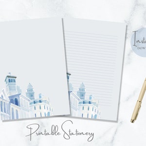Mediterrane Stadt Briefpapier Aquarell Briefpapier Italien Briefpapier A4 US Letter zum sofortigen Download