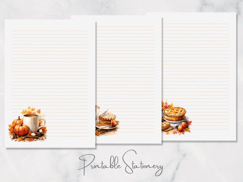 Pumpkin Spice Printable Stationery Autumn Writing Paper Thanksgiving A4 ...