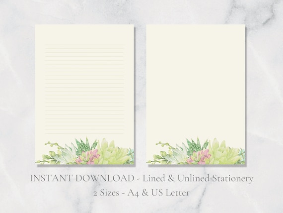 Succulent Printable Stationery Cactus Stationary Botanical | Etsy