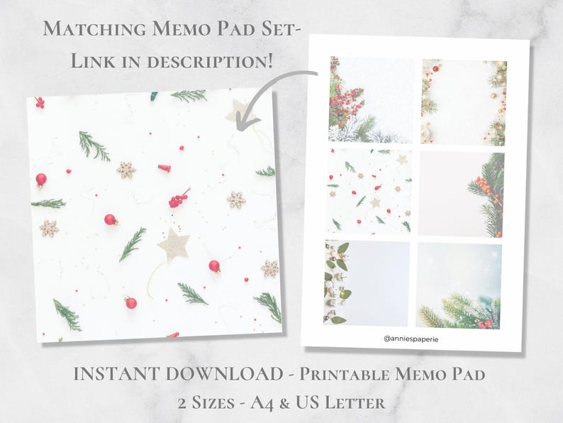 Weihnachten Briefpapier Urlaub Briefpapier zum ausdrucken Festliche Schreibpapier Weihnachten Brief Set A4 US Letter Instant Download Bild 3