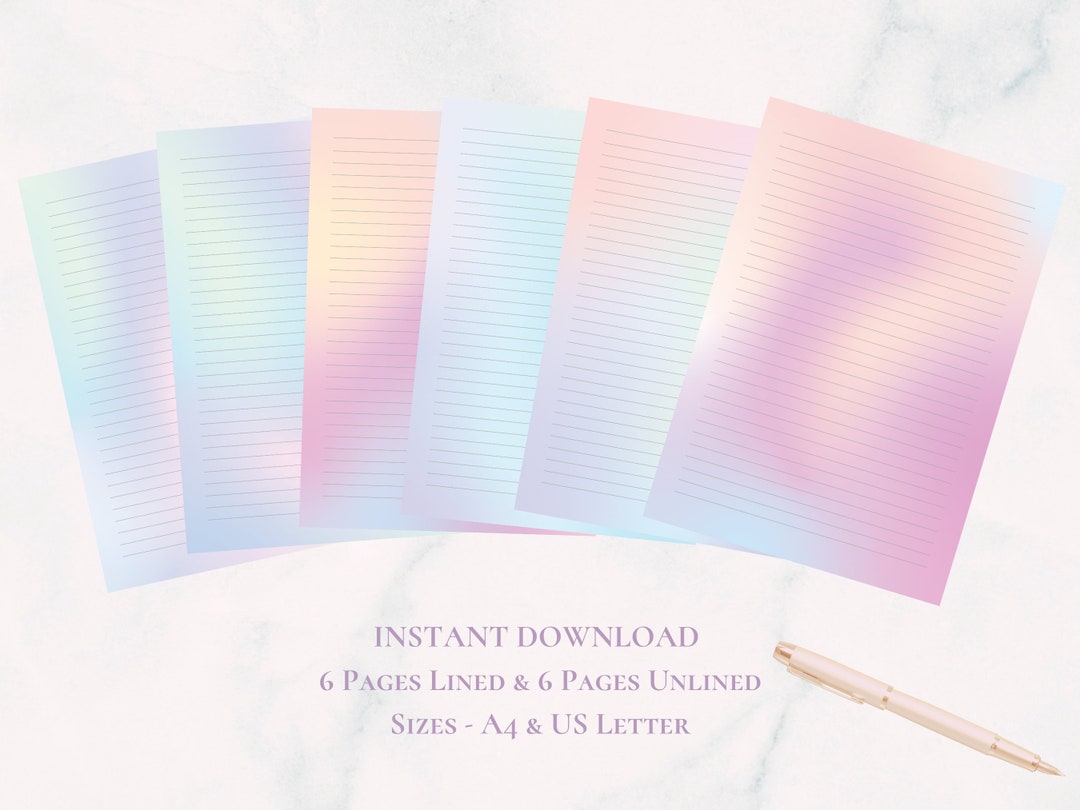 Pastel Gradient Printable Writing Paper Stationary Paper Set Note Paper