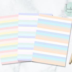 Half US A5 Letter Pastel Striped Printable Stationery Minimal Stationary Aesthetic Writing Paper Letter Writing Paper Instant Download