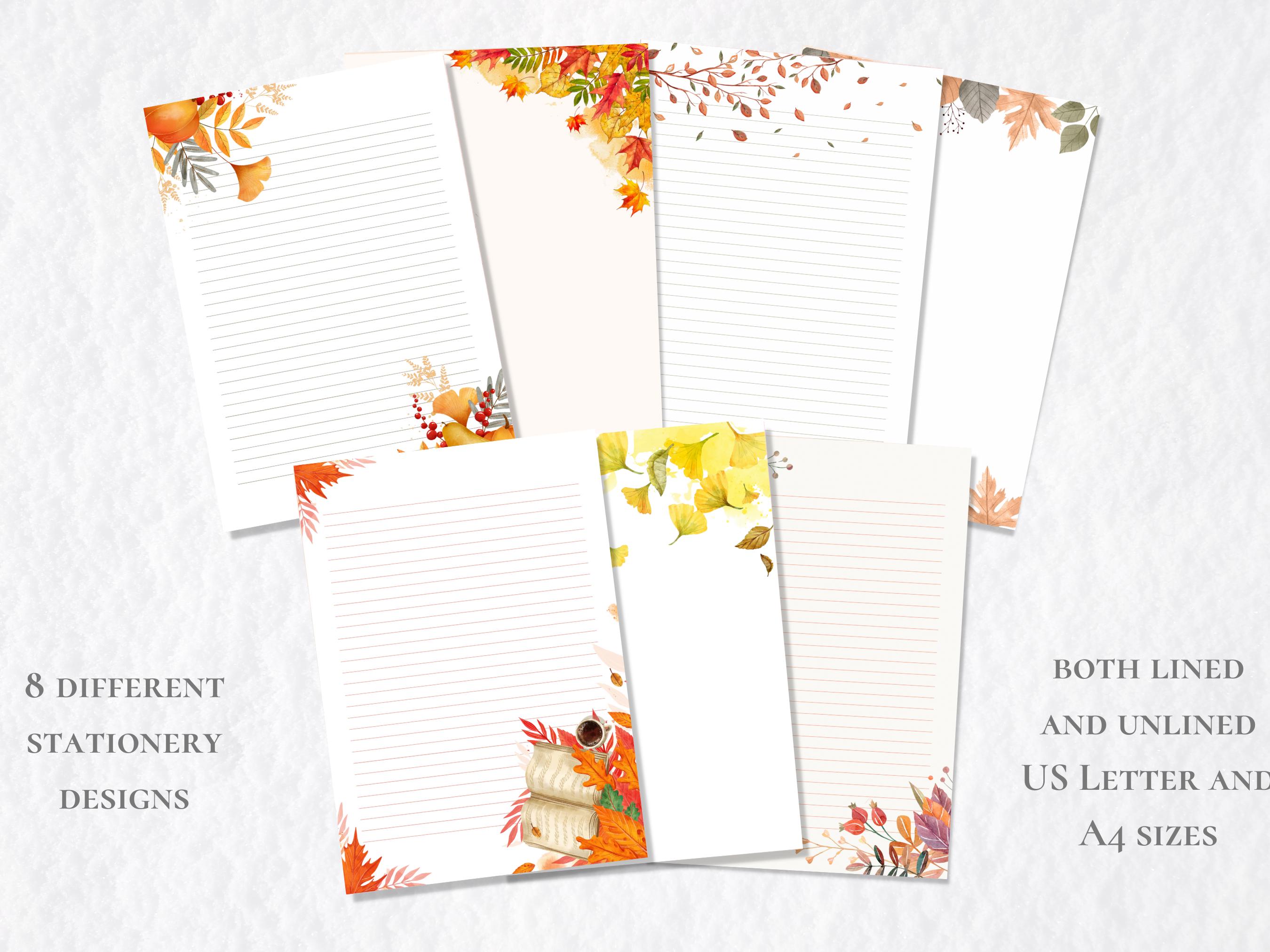 BUNDLE Autumn Leaf Stationery Printable Fall Stationary Paper Season ...
