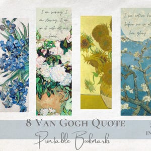 Vincent Van Gogh Printable Bookmark Art Quote Printable Famous Art US Letter Floral Instant Digital Download for Book Lover Gift for Artist