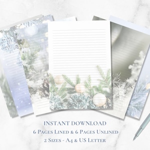 Christmas Stationery Printable Holiday Stationary Paper Festive Stationary Writing Paper Christmas Letter Set A4 US Letter Instant Download
