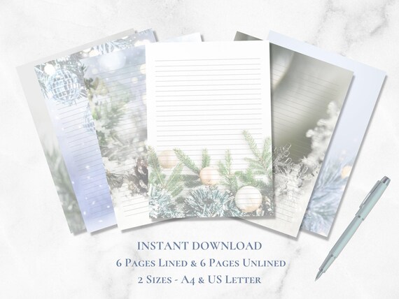Christmas Stationery Printable Holiday Stationary Paper Festive Stationary Writing Paper Christmas Letter Set A4 US Letter Instant Download