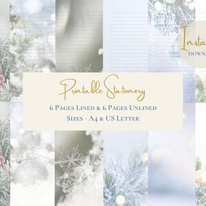 Christmas Stationery Printable Holiday Stationary Paper Festive Stationary Writing Paper Christmas Letter Set A4 US Letter Instant Download image 2