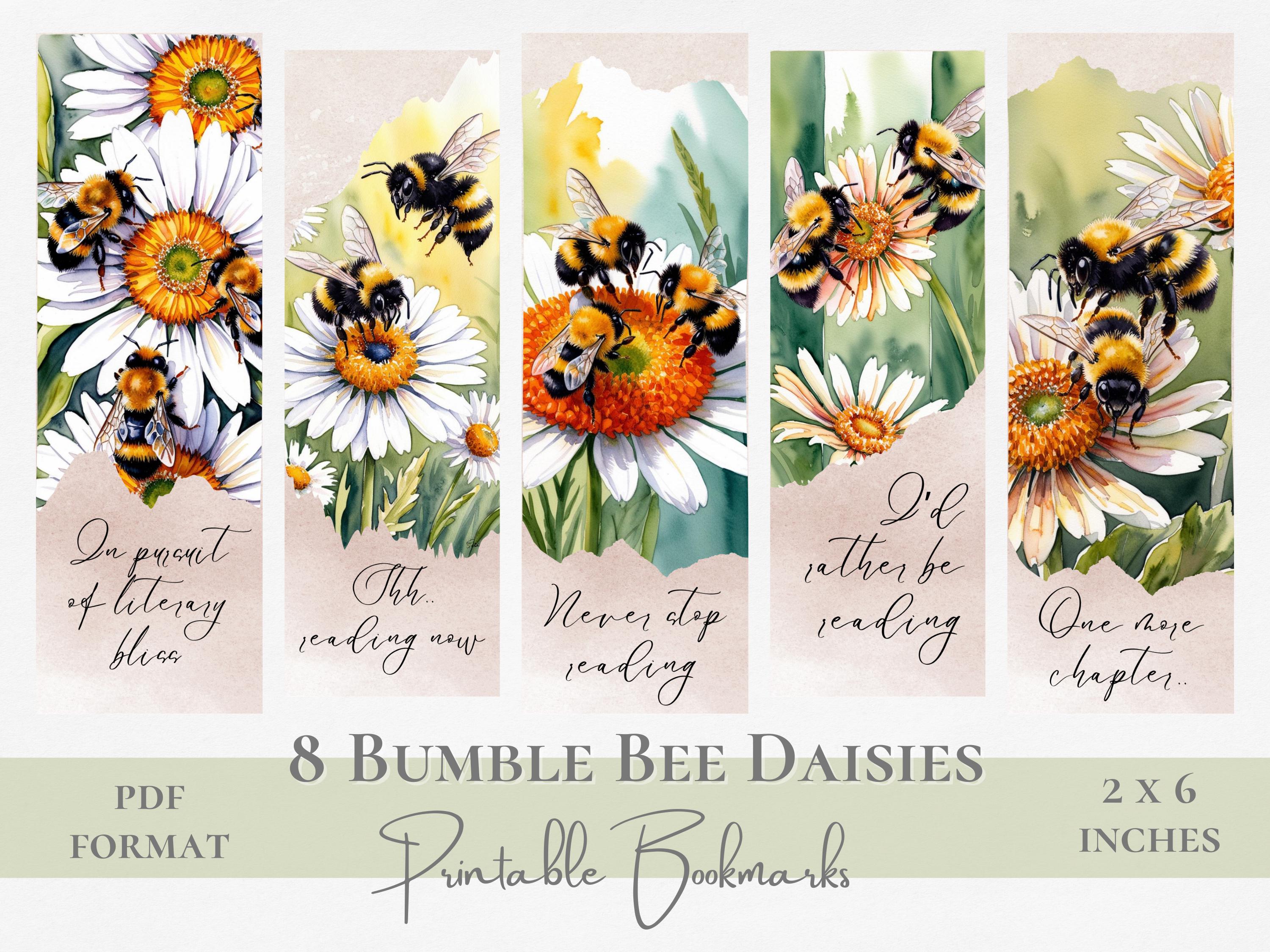 Bumble Bee Printable Bookmark Set Daisy Bookish Printable Literary ...