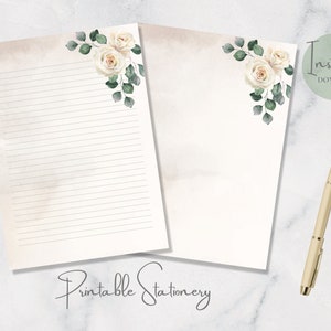 Vintage Rose druckbare Briefpapier Aquarell Briefpapier Liebe Brief Briefpapier A4 US Letter Instant Download