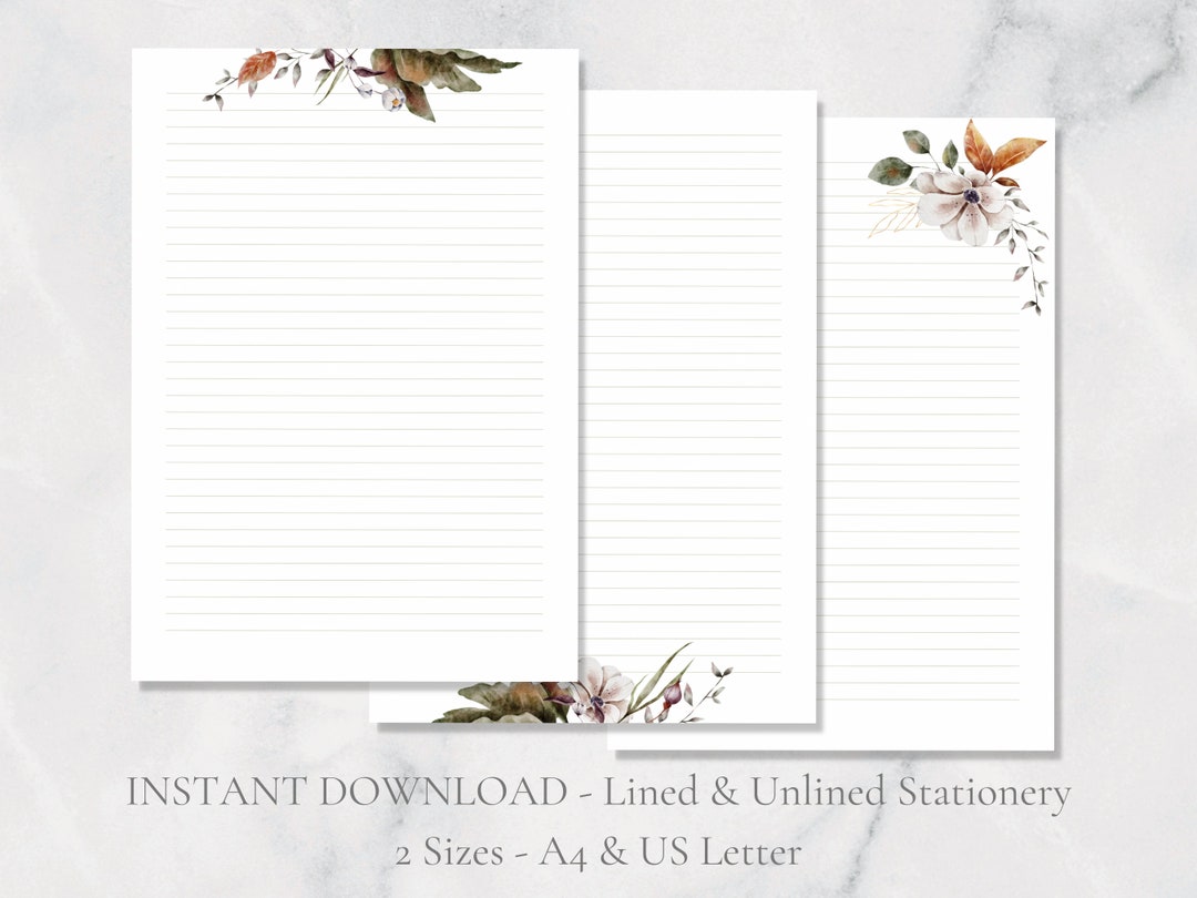 Fall Foliage Printable Stationery Autumn Stationary Fall Leaves Letter ...