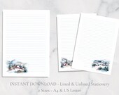 Winter Scene Printable Stationery Festive Stationary Holiday Letter Writing Paper Christmas Letter  A4 US Letter Instant Download Mountains
