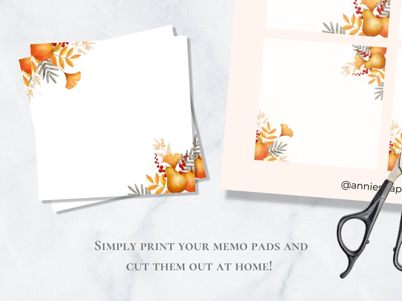 Autumn Harvest Leaf Printable Memo Pad Autumn Memo Set Fall Note Paper ...