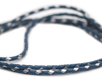 SHOW LEAD | Kangaroo leather show lead in royal blue & silver | Dog show lead | Leather lead