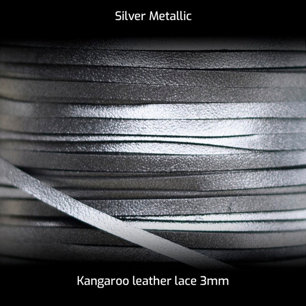 SILVER METALLIC | Kangaroo leather lace per meter | Leather Lace | Kangaroo Lace | Show Lead | Show lead lace | Lacing | Kangaroo Leather