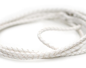 SHOW LEAD | Kangaroo leather show lead in white | Dog show lead | Leather lead