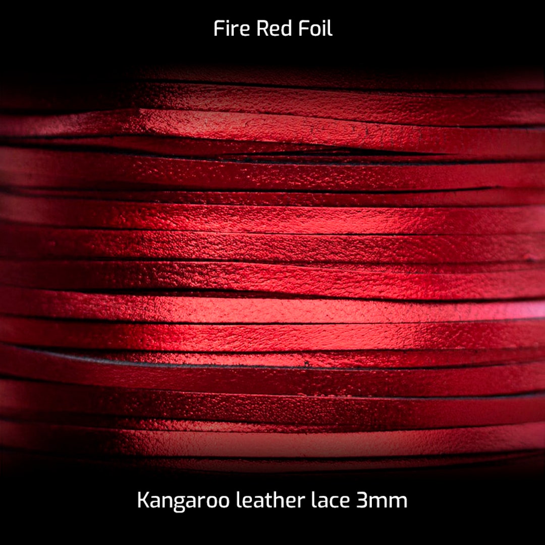 FIRE RED FOIL | Kangaroo Leather Lace per Meter | Leather Lace ...