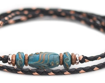 SHOW LEAD | Kangaroo leather show lead in black & copper | Dog show lead | Leather lead