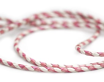 SHOW LEAD | Kangaroo leather show lead in ivory shimmer, pink shimmer & hot pink shimmer | Dog show lead | Leather lead