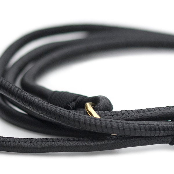 SHOW LEAD | Black Nappa Sheep skin leather show lead | Dog show lead | Leather lead