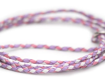 Kangaroo leather show lead in lavender, soft pink & white | Dog leash