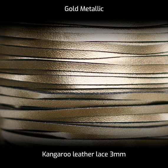 OR MÉTALLISÉ Lacet en cuir de kangourou par mètre Dentelle en