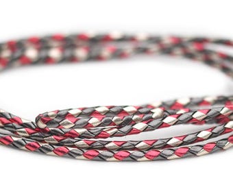 SHOW LEAD | Kangaroo leather show lead in pewter foil, raspberry foil & platinum foil | Dog show lead | Leather lead