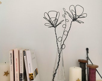 bouquet de fleurs en fil de fer, decoration ecoresponsable