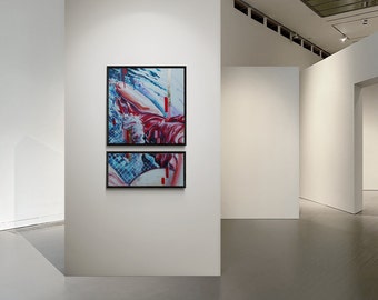 Original akrylmålning erotisk konst - Rödluvan - 94 x 61 cm - Figurativ kvinnlig kroppskonst - Unik konst handmålad duk