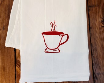 Flour Sack Towel With Coffee Cup Decal