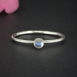 Dainty Moonstone Ring - Made to Order - Sterling Silver - Little Moonstone Stacking Ring - Stackable Moonstone Ring - Moonstone Stack Ring