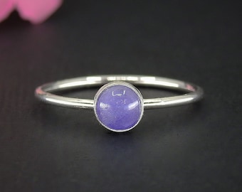 Tanzanite Ring - Made to Order - Sterling Silver - Dainty Tanzanite Stacking Ring - Stackable Tanzanite Stack Ring - Purple Gemstone Ring