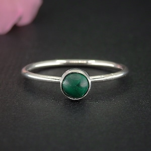 Malachite Ring - Made to Order - Sterling Silver - Malachite Stacking Ring - Stackable Malachite Ring - Handmade Green Gemstone Stack Ring