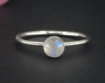 Moonstone Ring - Made to Order - Sterling Silver - Dainty Moonstone Stack Ring - Stackable Moonstone Ring - Delicate Moonstone Stack Ring